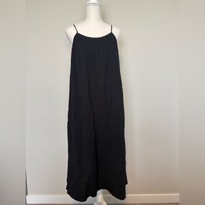 H&M Black Midi Dress Tie Back Spaghetti Straps Relaxed Fit M